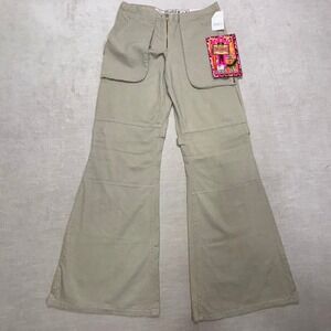 Vtg‎ Y2K Mudd Jeans Khaki Stretch Limbo Flare Bells Size 3
